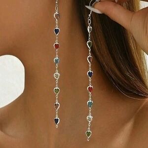 Elegant Multi-Color Heart Drop Earrings